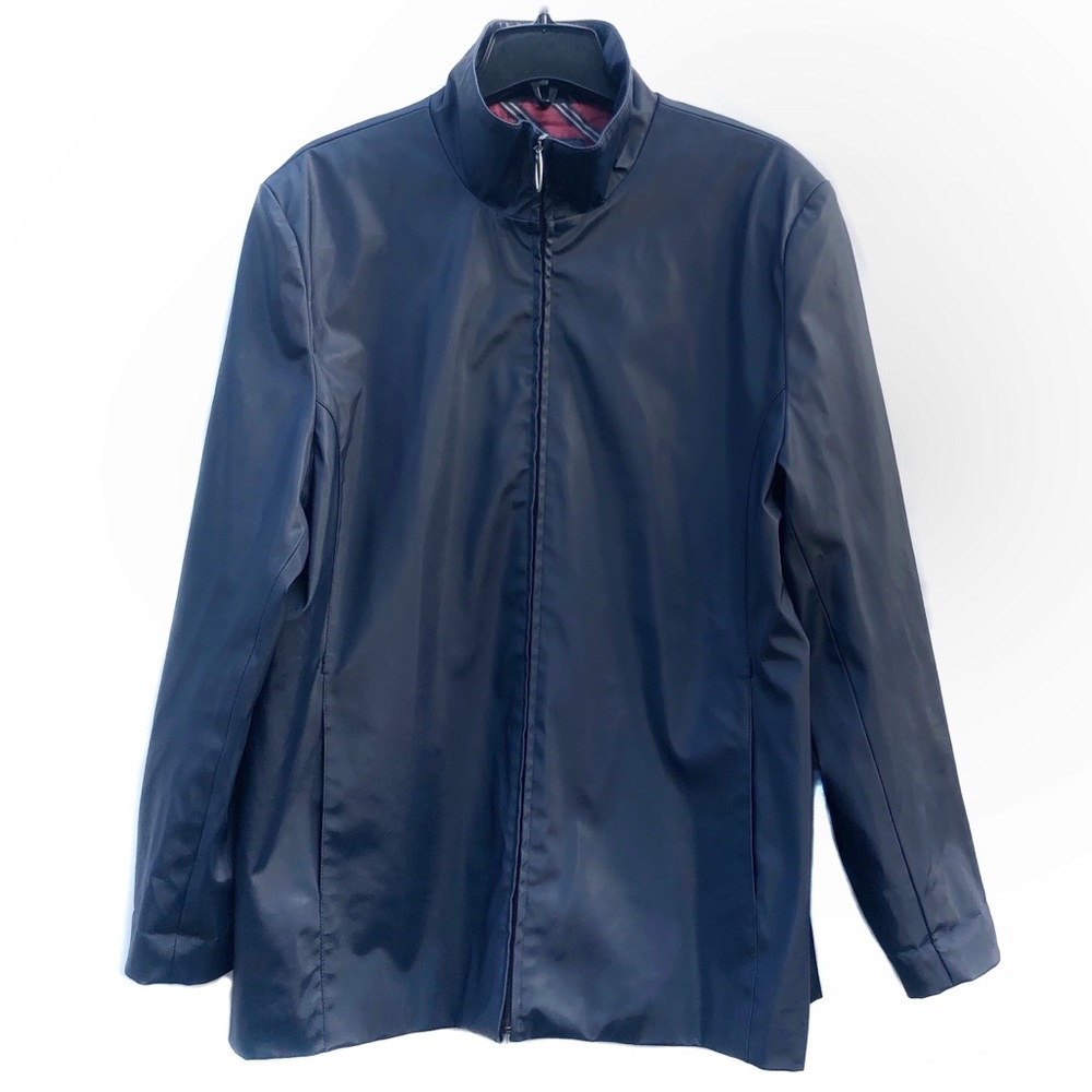 JLC New York Dark Blue Full Zip Outerwear Raincoat Urban Casual Jacket EUC XXL